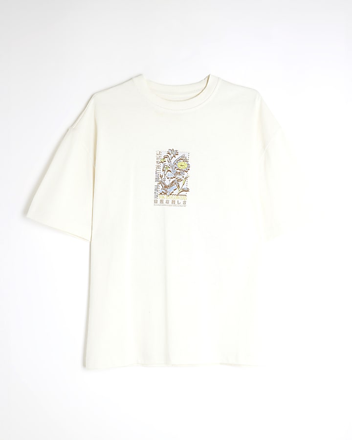 White Short Sleeve Tokyo Flowers T-Shirt