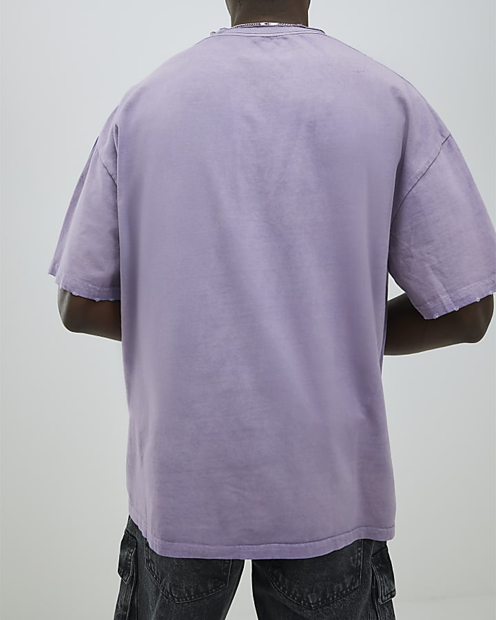 Purple Gothic Distressed Pocket T-Shirt