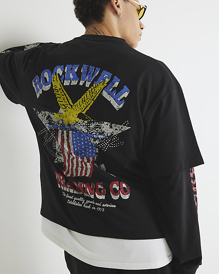 Black Double Layered Rockwell T-Shirt