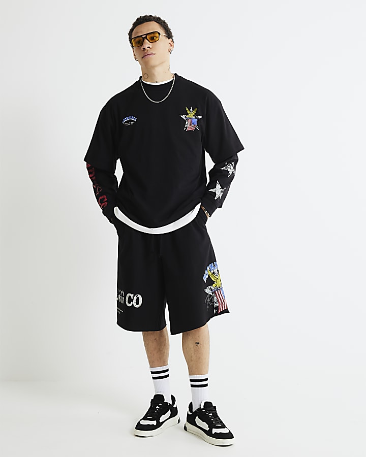 Black Double Layered Rockwell T-Shirt