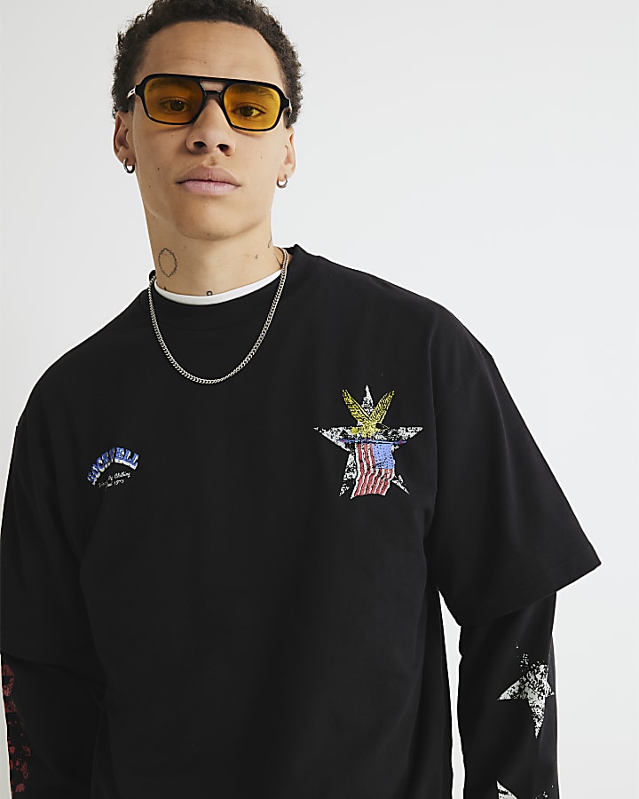 Black Double Layered Rockwell T-Shirt
