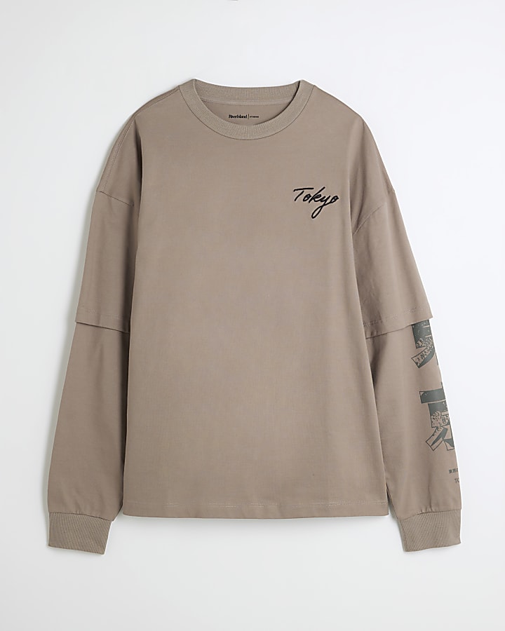 Beige Dragon Double Layered T-Shirt
