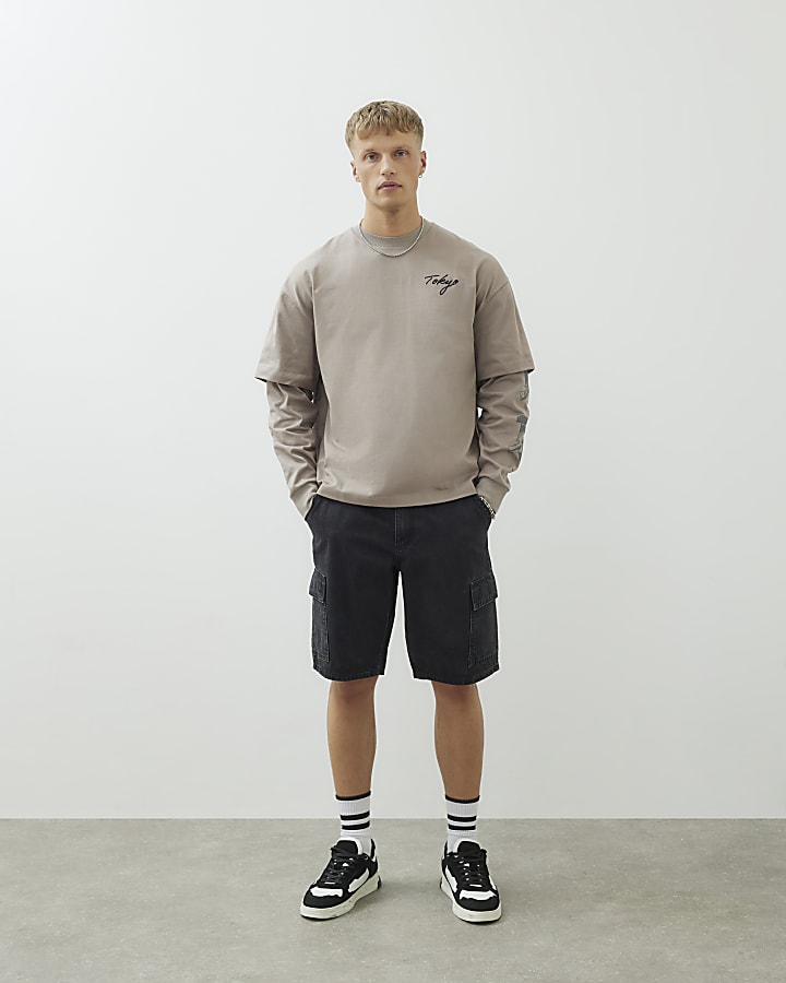 Beige Dragon Double Layered T-Shirt