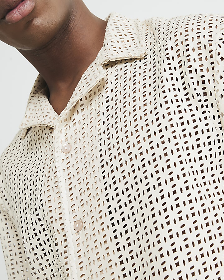 Cream Artisan Laser Cut Shirt