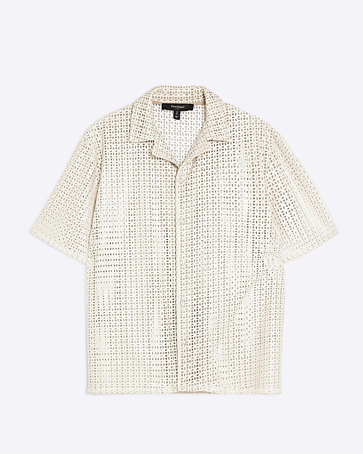 Cream Artisan Laser Cut Shirt