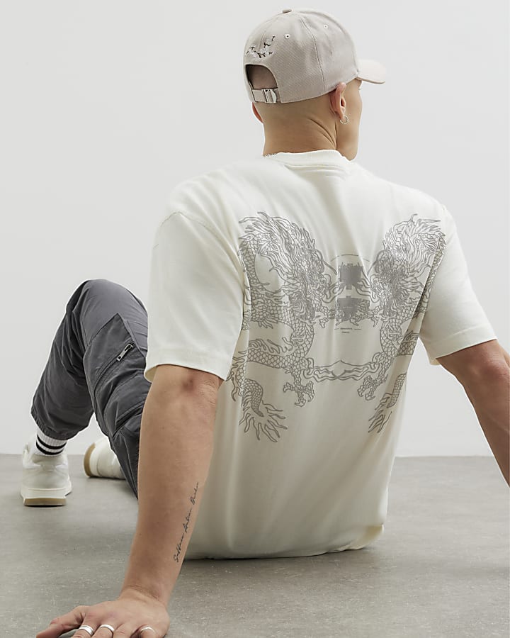 White Back Dual Dragon T-Shirt