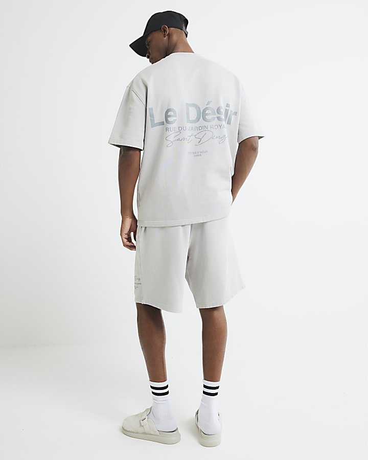 Grey Oversized Fit Le Desir Washed Jorts