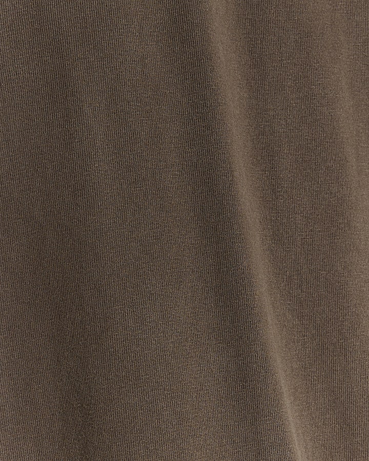 Brown Boxy Fit Washed Reverse Seam T-Shirt