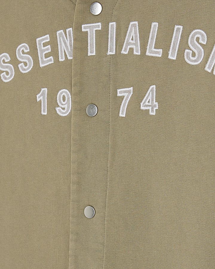 Khaki Regular Fit Essentialism Baseball Shirt