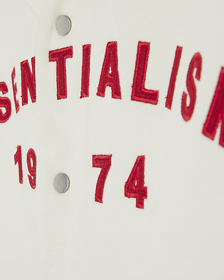 White Regular Fit Essentialism Baseball Shirt