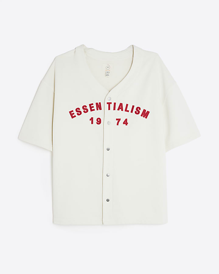 White Regular Fit Essentialism Baseball Shirt