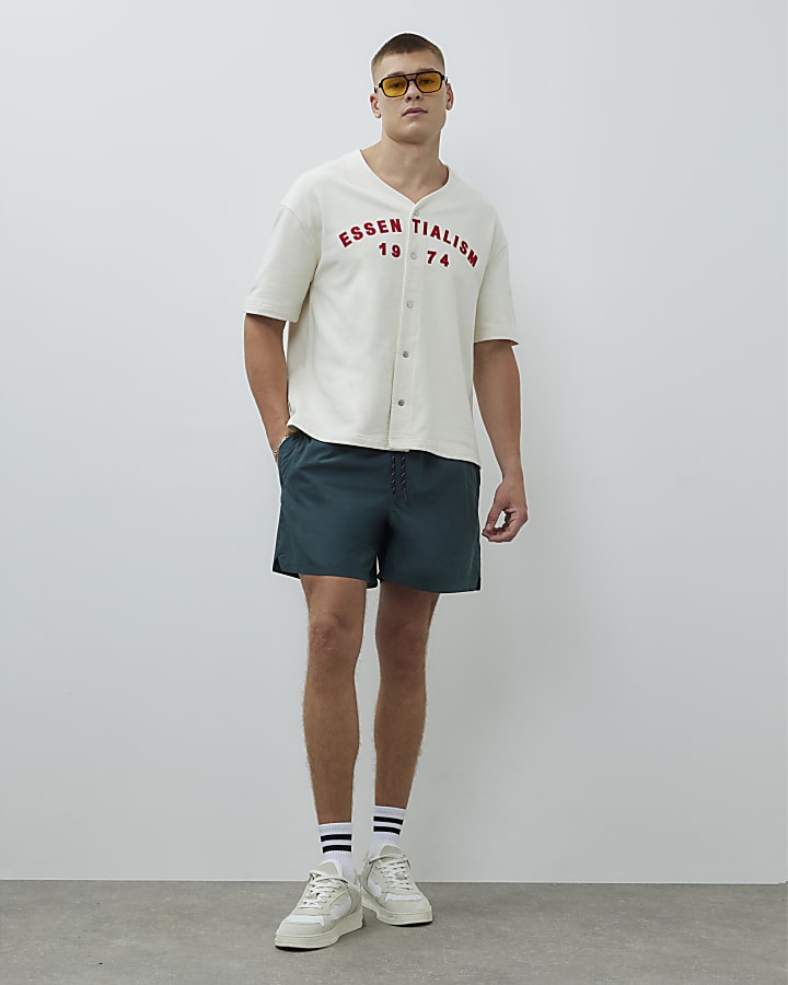 White Regular Fit Essentialism Baseball Shirt