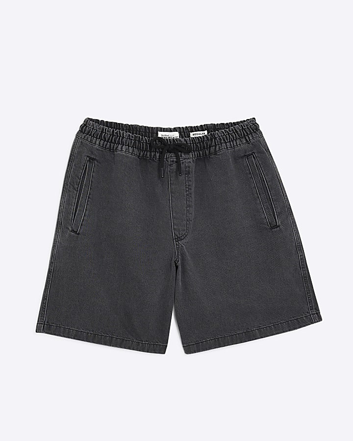 Black Pull On Demin Shorts