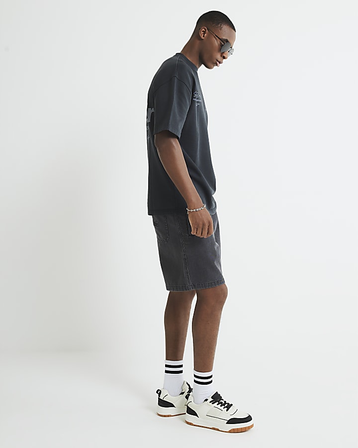 Black Pull On Demin Shorts