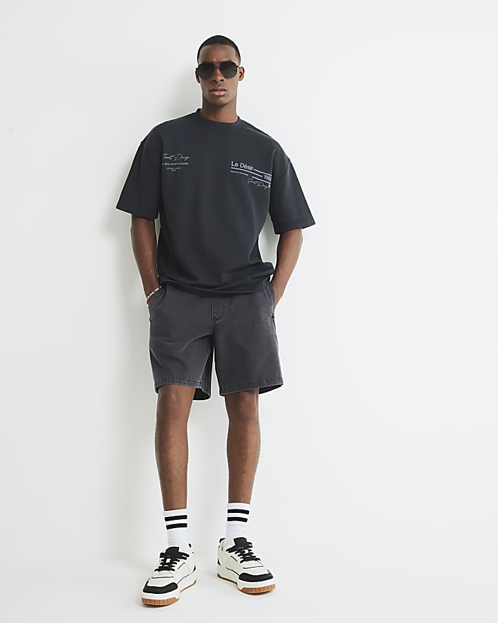 Black Pull On Demin Shorts