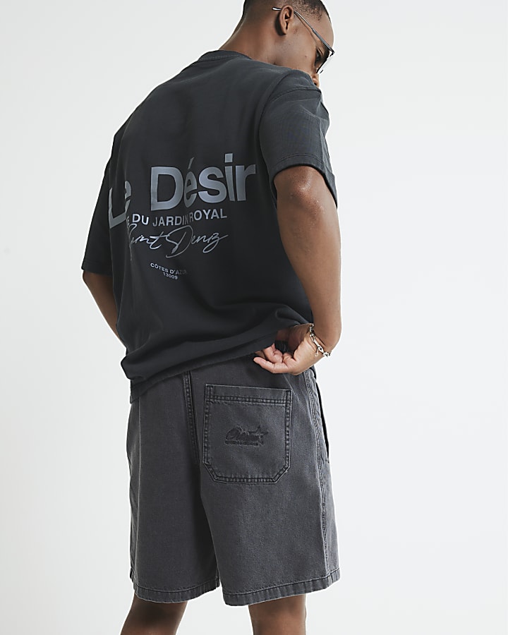 Black Pull On Demin Shorts