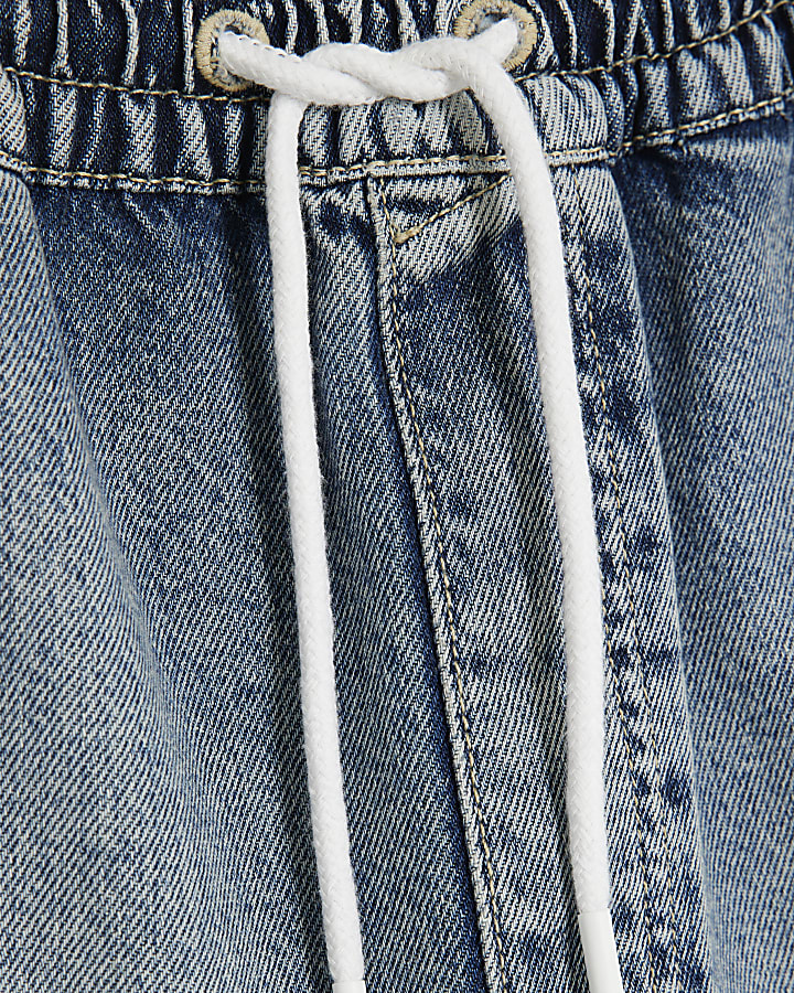 Blue Regular Fit Denim Pull On Shorts