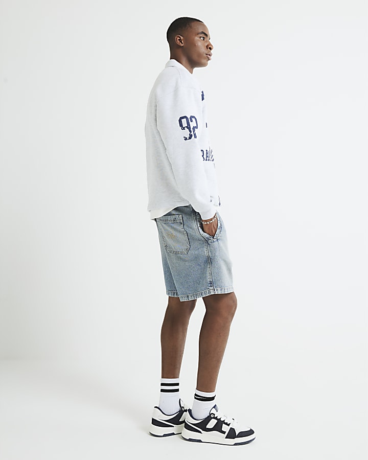 Blue Regular Fit Denim Pull On Shorts