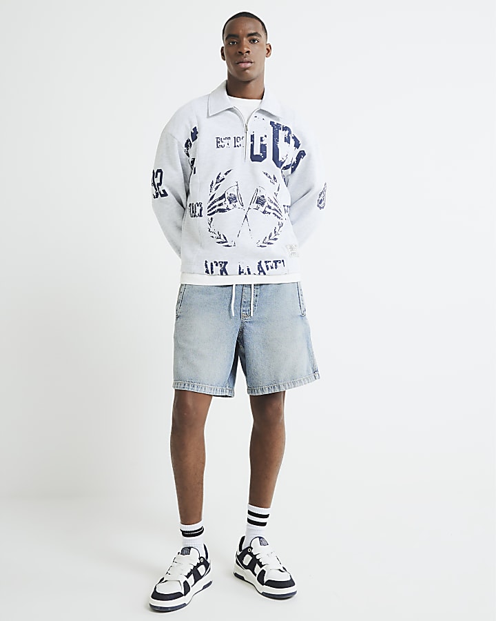 Blue Regular Fit Denim Pull On Shorts