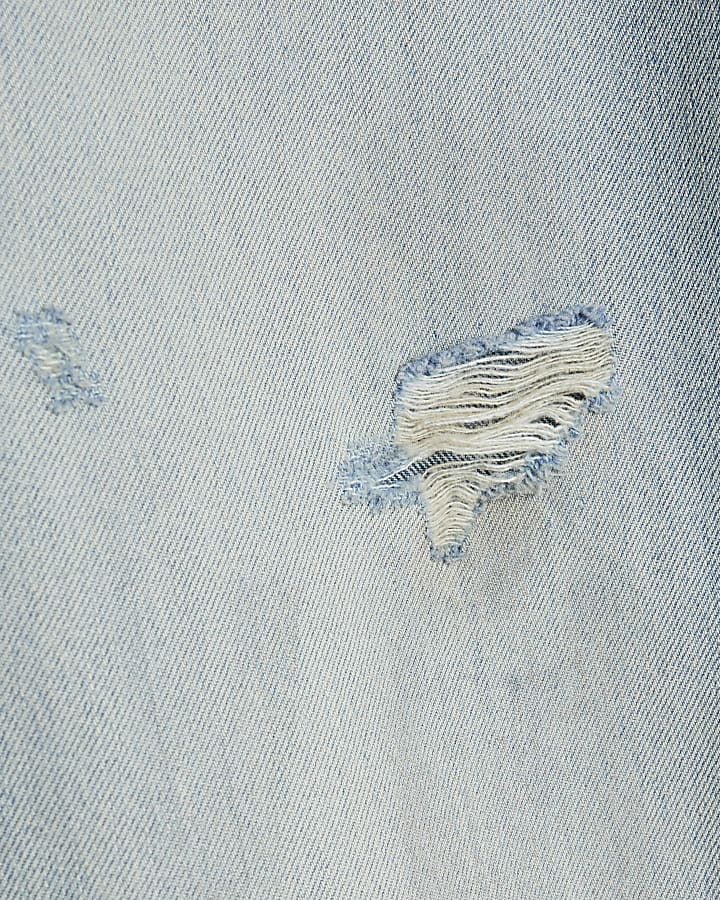 Blue Loose Fit Ripped Jeans