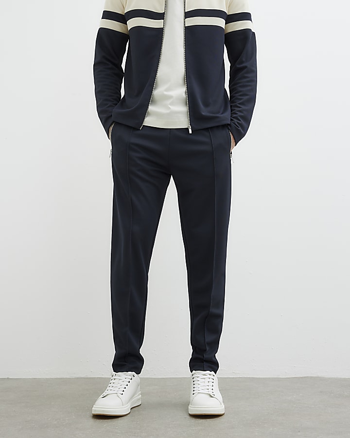 Navy Slim Fit Pique Joggers