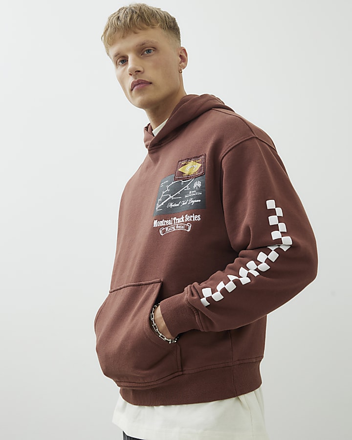 Red Oversized Fit Montreal Towelling Hoodie