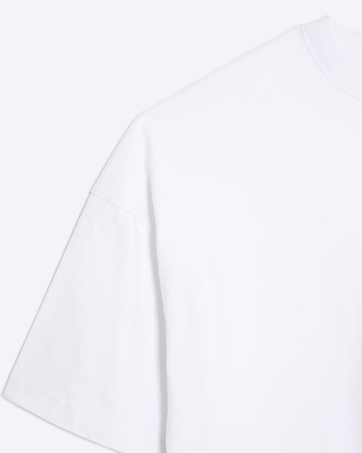 White Oversized Fit Curved Hem T-Shirt