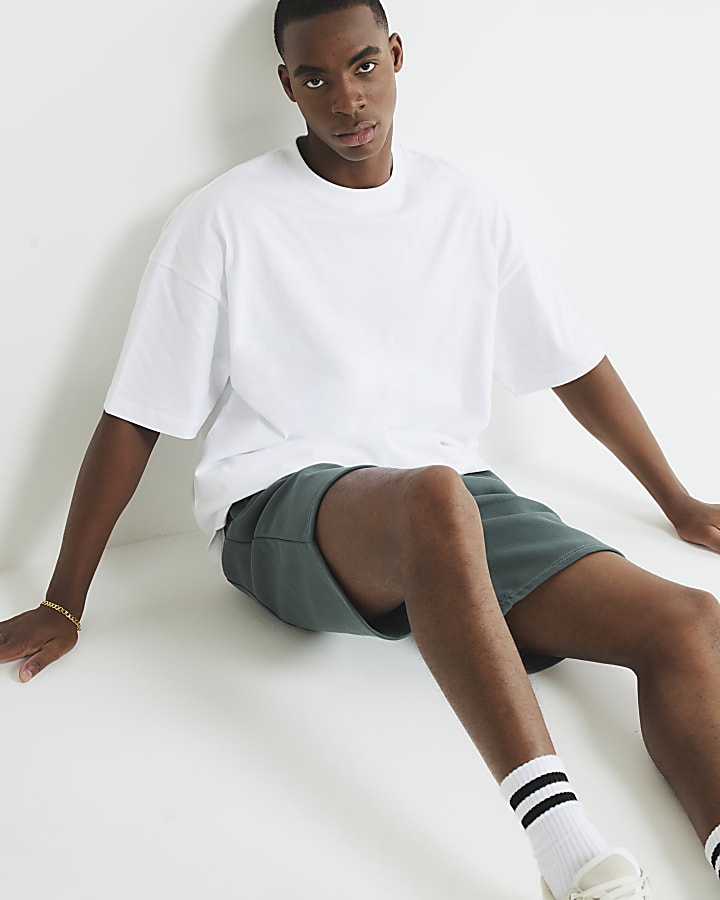 White Oversized Fit Curved Hem T-Shirt