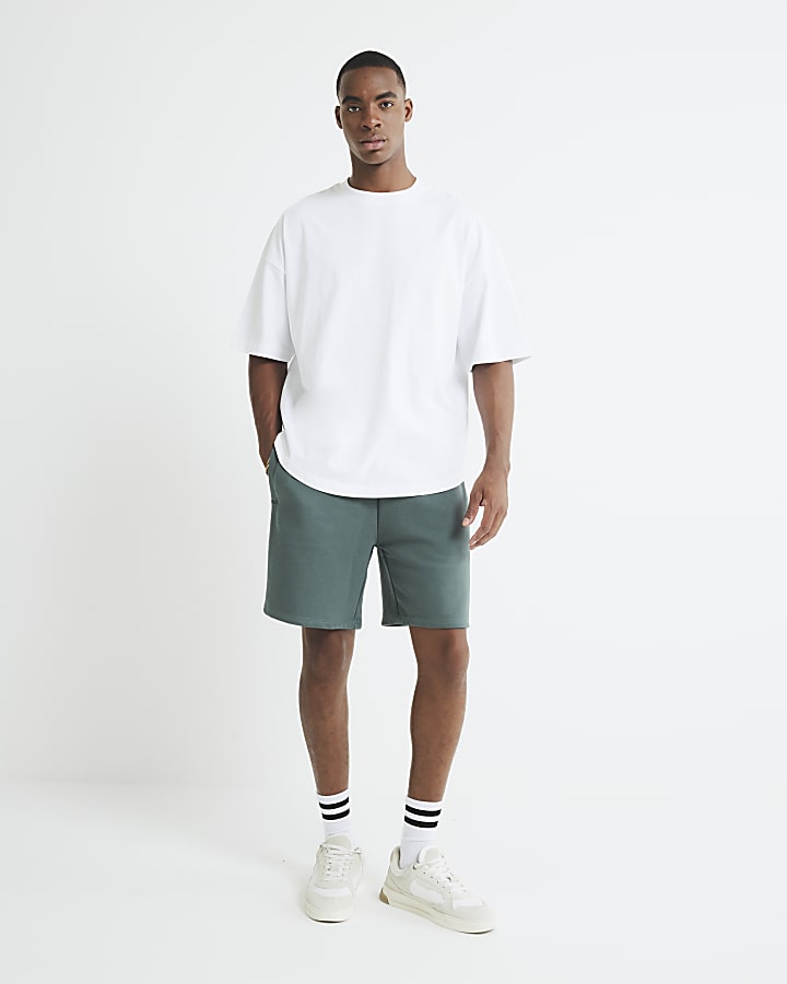 White Oversized Fit Curved Hem T-Shirt