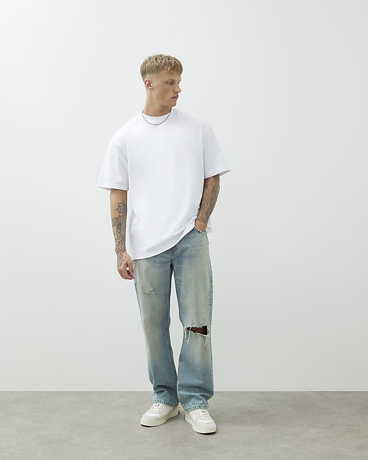 White Short Sleeve Oversized Longline T-shirt