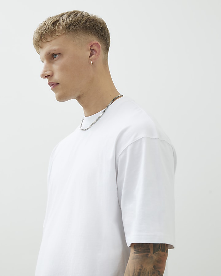 White Short Sleeve Oversized Longline T-shirt