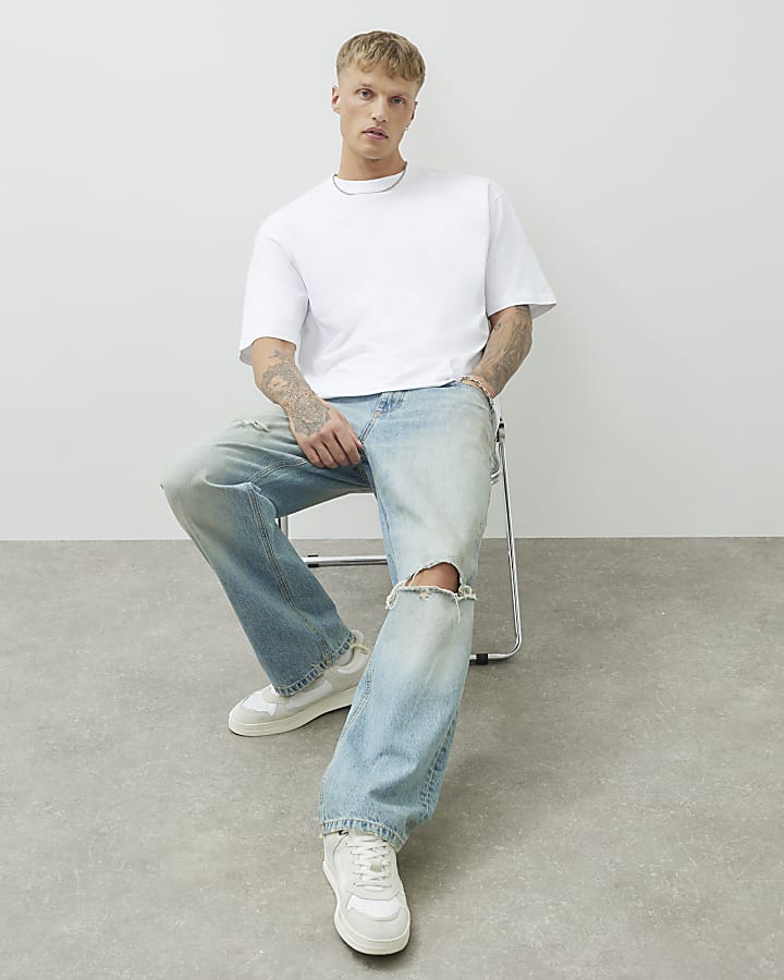 White Short Sleeve Oversized Longline T-shirt