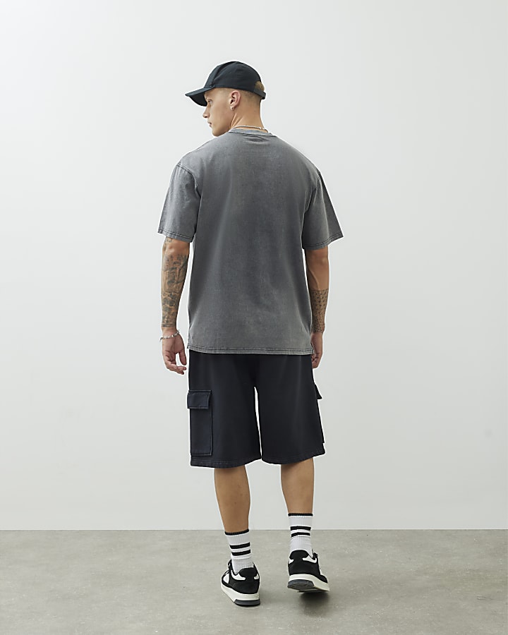 Black Short Sleeve Oversized Longline T-shirt