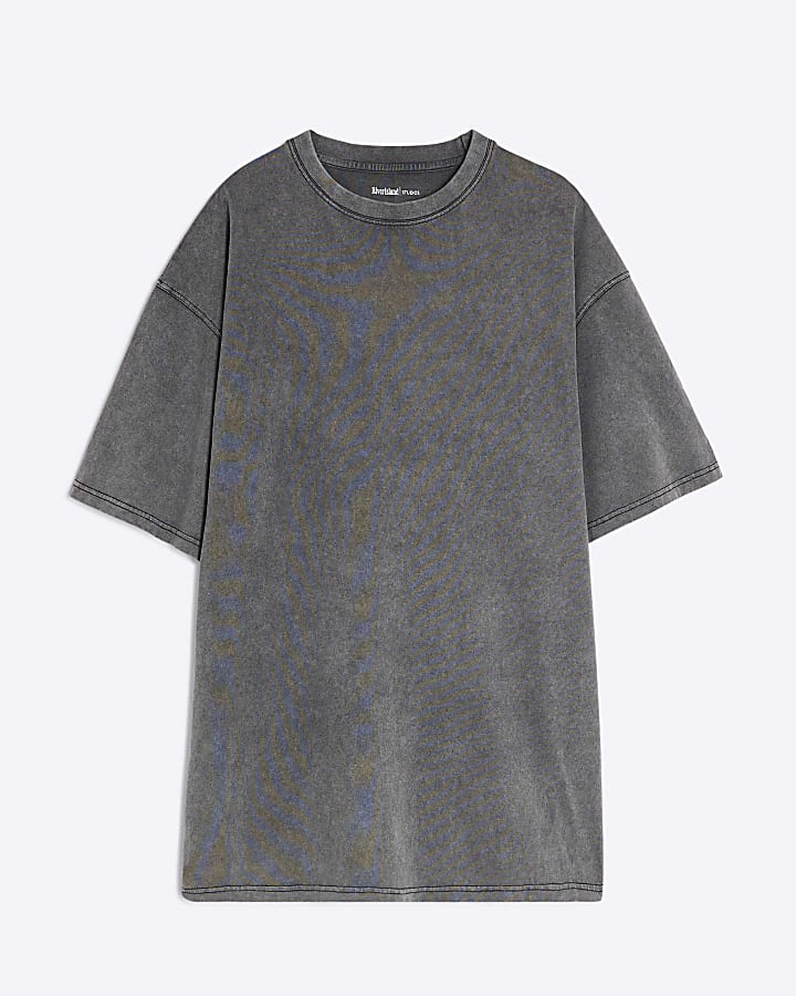 Black Short Sleeve Oversized Longline T-shirt