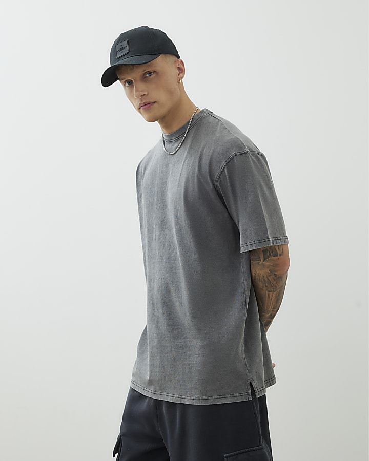 Black Short Sleeve Oversized Longline T-shirt