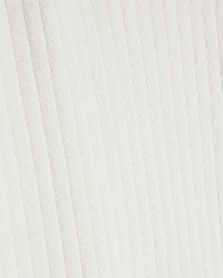 White Short Sleeve Ribbed T-Shirt