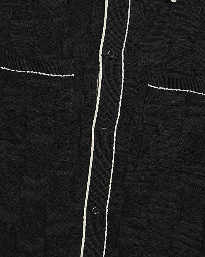 Black Slim Fit Slinky Checkerboard Shirt