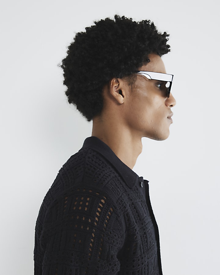 Black Regular Fit Laser Cut Shirt