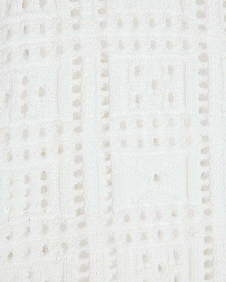 White Regular Fit Laser Cut Shirt