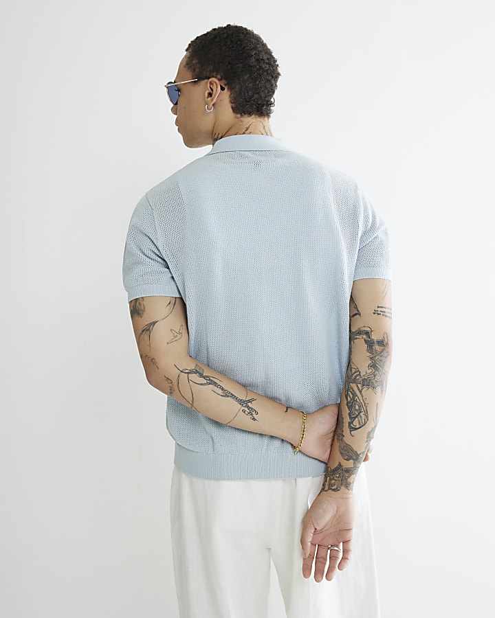Blue Slim Fit Short Sleeve Floral Shirt