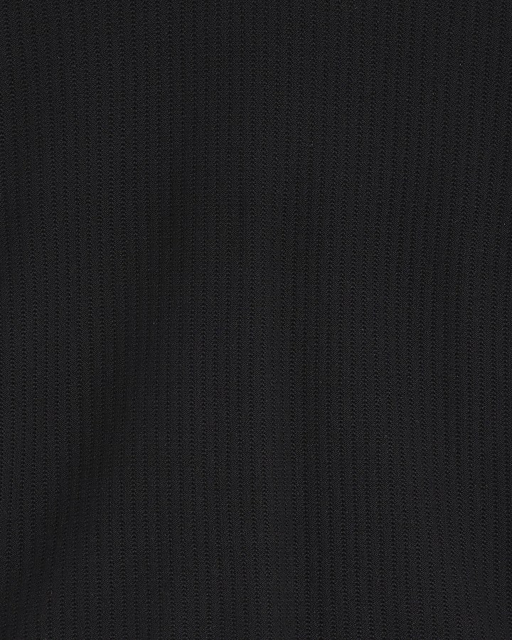 Black Short Sleeve Open Collar Polo Shirt