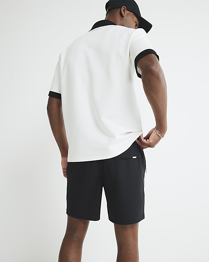 Black Elasticated Waist Stretch Shorts