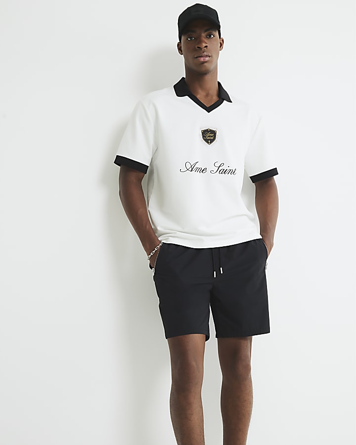 Black Elasticated Waist Stretch Shorts