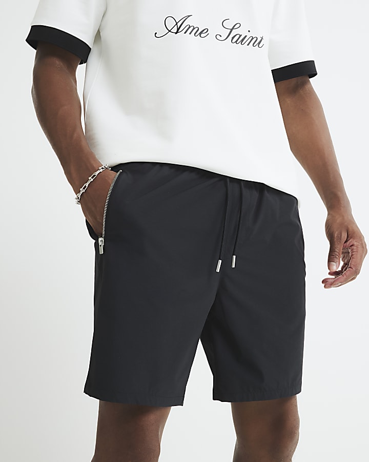 Black Elasticated Waist Stretch Shorts