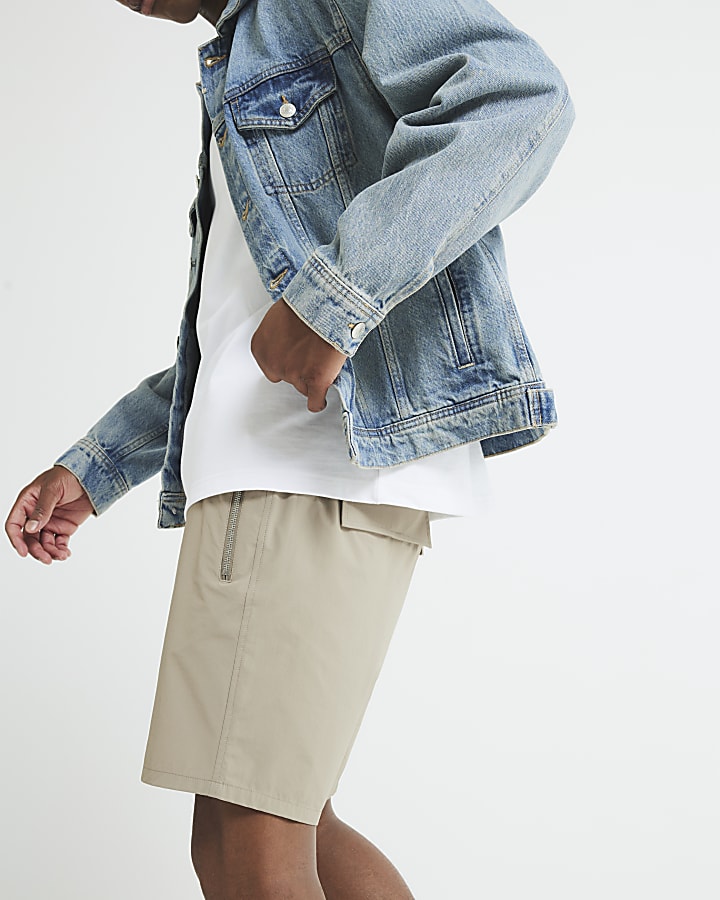 Stone Elasticated Waist Stretch Shorts