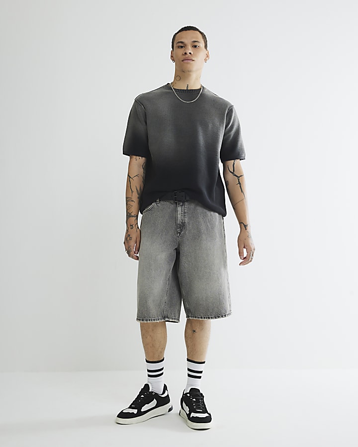 Black Garment Dye Knitted T-Shirt