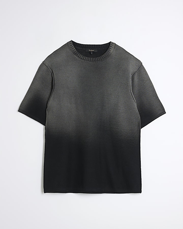 Black Garment Dye Knitted T-Shirt