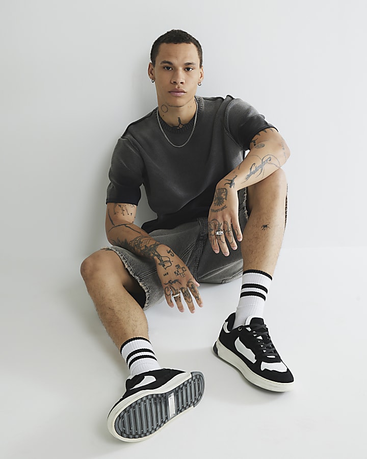 Black Garment Dye Knitted T-Shirt