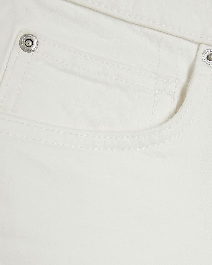 White Slim Fit Denim Shorts