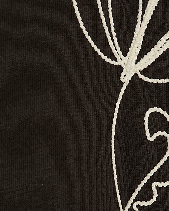 Brown Floral Rope Embroidered Shirt